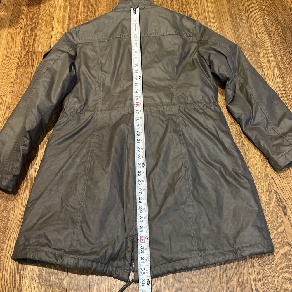 Laundry By Shelli Segal Coat Waxed Brown Black Trim Draw String Waist Size XL - Picture 10 of 16
